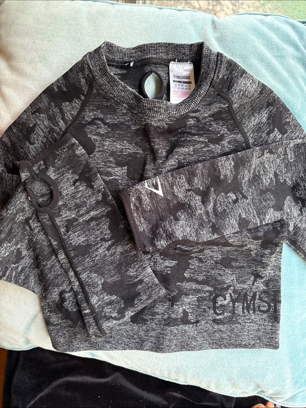 Gymshark  Black & Gray Camouflage Crewneck Sweater
